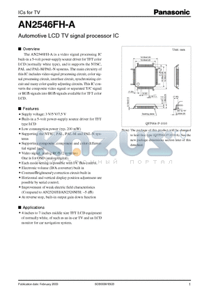 AN2546FH-A datasheet - Automotive LCD TV signal processor IC