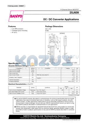 2SJ609 datasheet - DC / DC Converter Applications