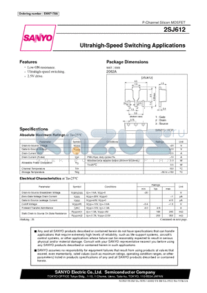 2SJ612 datasheet - Ultrahigh-Speed Switching Applications