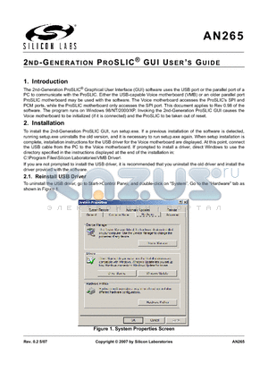 AN265 datasheet - 2ND-GENERATION PROSLIC^ GUI USERS GUIDE