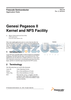 AN2748 datasheet - Genesi Pegasos II Kernel and NFS Facility