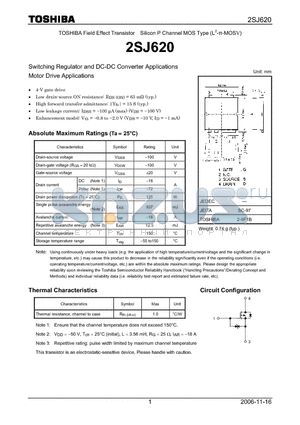 2SJ620_06 datasheet - Silicon P Channel MOS Type Switching Regulator and DC-DC Converter Applications