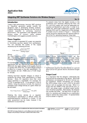 AN3003 datasheet - Integrating SMT Synthesizer Solutions into Wireless Designs