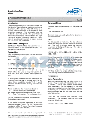 AN3009 datasheet - S-Parameter S2P File Format