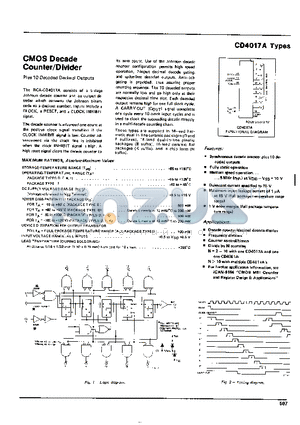 CD4017A datasheet - CMOS Decade Counter/Divider