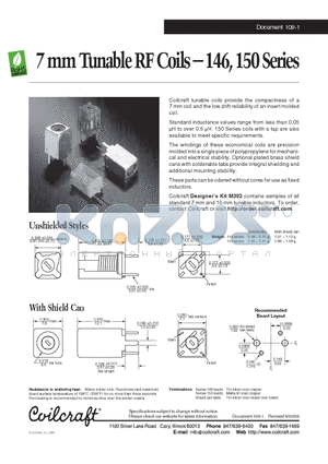 146-03J08SL datasheet - 7mm Tunable RF Coils