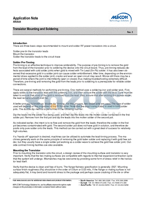 AN3025 datasheet - Transistor Mounting and Soldering