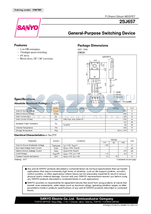 2SJ657 datasheet - General-Purpose Switching Device