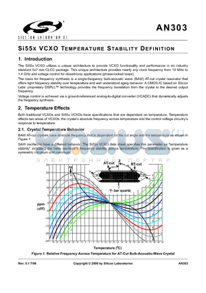 AN303 datasheet - Si55X VCXO TEMPERATURE STABILITY DEFINITION