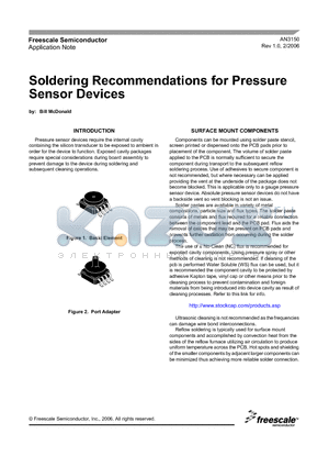 AN3150 datasheet - Soldering Recommendations for Pressure Sensor Devices