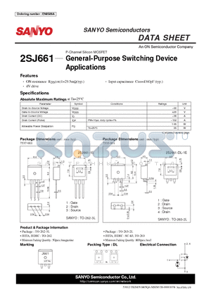 2SJ661 datasheet - General-Purpose Switching Device Applications