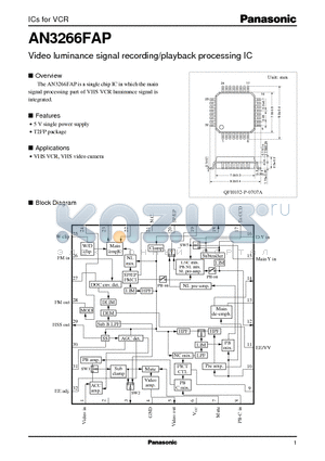 AN3266FAP datasheet - Video luminance signal recording/playback processing IC