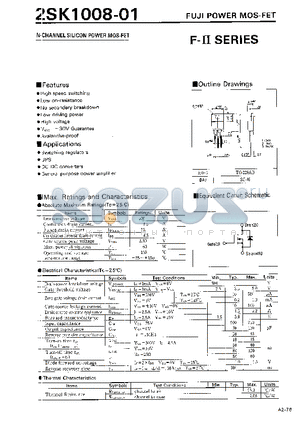 2SK1008-01 datasheet - N-CHANNEL SILICON POWER MOSFET