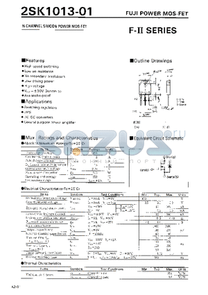 2SK1013-01 datasheet - N-CHANNEL SILICON POWER MOSFET