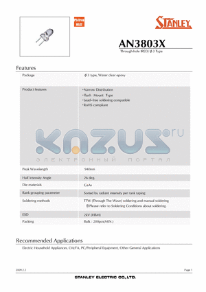 AN3803X datasheet - Through-hole IRED/3 Type