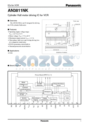 AN3811NK datasheet - Cylinder Hall motor driving IC for VCR