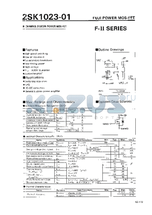 2SK1023-01 datasheet - N CHANNEL SILICON POWER MOSFET