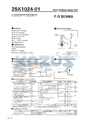 2SK1024-01 datasheet - N CHANNEL SILICON POWER MOSFET