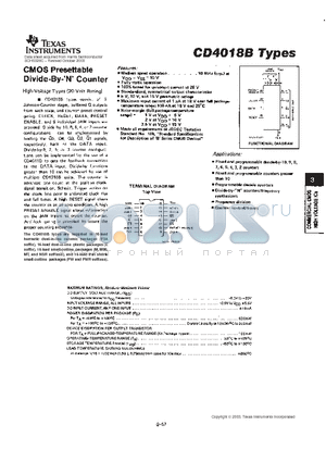 CD4018BM datasheet - CMOS PRESETTABLE DIVIDE-BY-N COUNTER