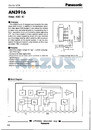 AN3916 datasheet - VIDEO AGC IC