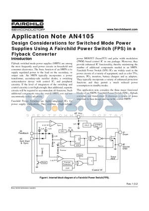 AN4105 datasheet - Design Considerations for Switched Mode Power Supplies Using A Fairchild Power Switch (FPS) in a Flyback Converter