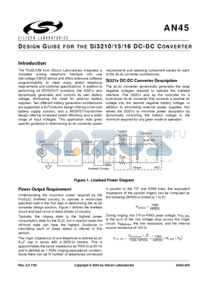 AN45 datasheet - DESIGN GUIDE FOR THE Si3210/15/16 DC-DC CONVERTER