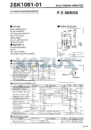 2SK1081-01 datasheet - N-CHANNEL SILICON POWER MOS-FET