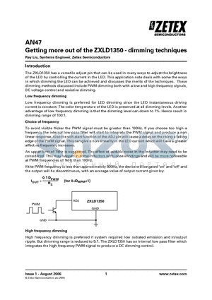 AN47 datasheet - Getting more out of the ZXLD1350 - dimming techniques
