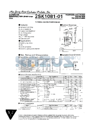 2SK1081-01 datasheet - N-CHANNEL SILICON POWER MOS-FET