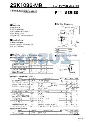 2SK1086 datasheet - N-CHANNEL SILICON POWER MOSFET