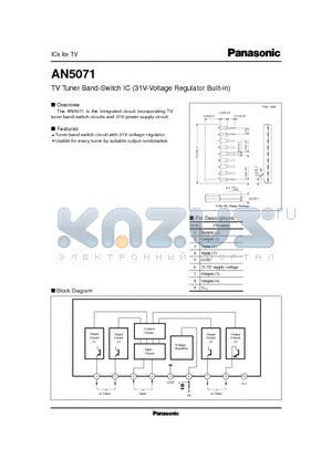 AN5071 datasheet - TV Tuner Band-Switch IC 31V-Voltage Regulator Built-in