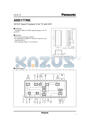 AN5177NK datasheet - VIF/SIF Signal Processor IC for TV and VCR