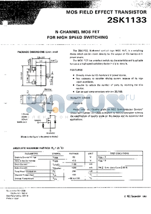 2SK1133-T1B datasheet - N-CHANNEL MOS FET FOR HIGH SPEED SWITCHING