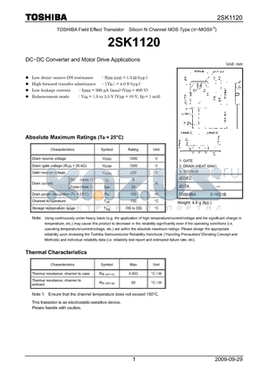 2SK1120_09 datasheet - DC−DC Converter and Motor Drive Applications