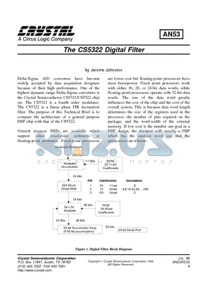 AN53 datasheet - The CS5322 Digital Filter