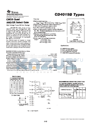 CD4019BM datasheet - CMOS Quad AND/OR Select Gate