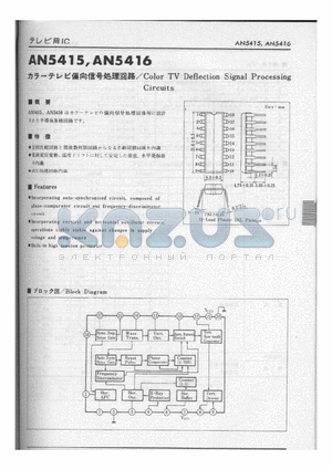 AN5416 datasheet - Color TV Deflection Signal Processing Circuits