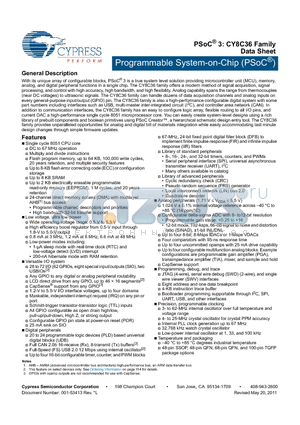 CY8C3665AXI-016 datasheet - Programmable System-on-Chip (PSoC) Multiply and divide instructions