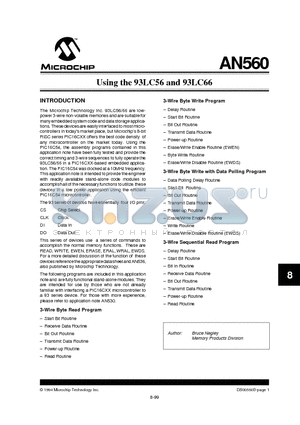 AN560 datasheet - Lowpower 3-wire non-volatile memories