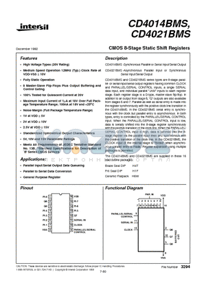 CD4021 datasheet - CMOS 8-Stage Static Shift Registers