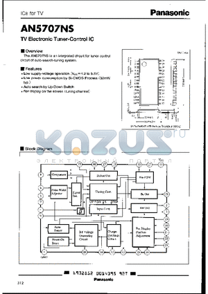 AN5707NS datasheet - RV ELECTRONIC TUNER-CONTROL IC