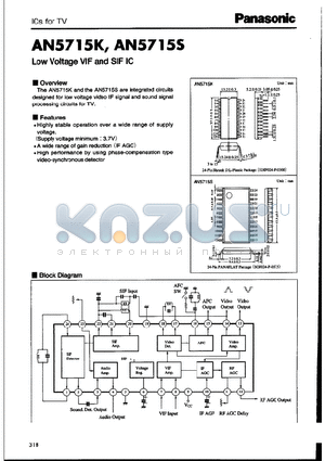 AN5715 datasheet - Low Voltage VIF and SIF IC