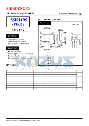 2SK1195 datasheet - VR Series Power MOSFET(230V 1.5A)