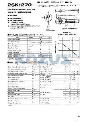 2SK1270 datasheet - SILICON N-CHANNEL MOSFET HIGH SPEEED POWER SWITCHING