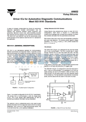 AN602 datasheet - Driver ICs for Automotive Diagnostic Communications Meet ISO 9141 Standards