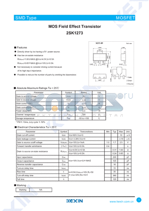 2SK1273 datasheet - MOS Field Effect Transistor