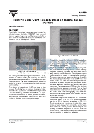 AN610 datasheet - PolarPAK Solder Joint Reliability Based on Thermal Fatigue IPC-9701