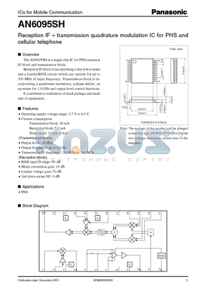 AN6095SH datasheet - Reception IF  transmission quadrature modulation IC for PHS and cellular telephone