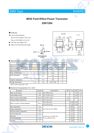 2SK1284 datasheet - MOS Field Effect Power Transistor