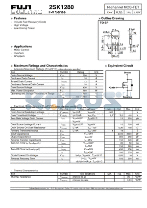 2SK1280 datasheet - N-Channel MOS-FET(500V, 0.5Ohm, 18A, 150W)